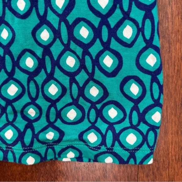 Boden Isobel Blue Geometric Tunic Dress with Grosgrain Ribbon Neckline, Size 2 - Picture 12 of 14